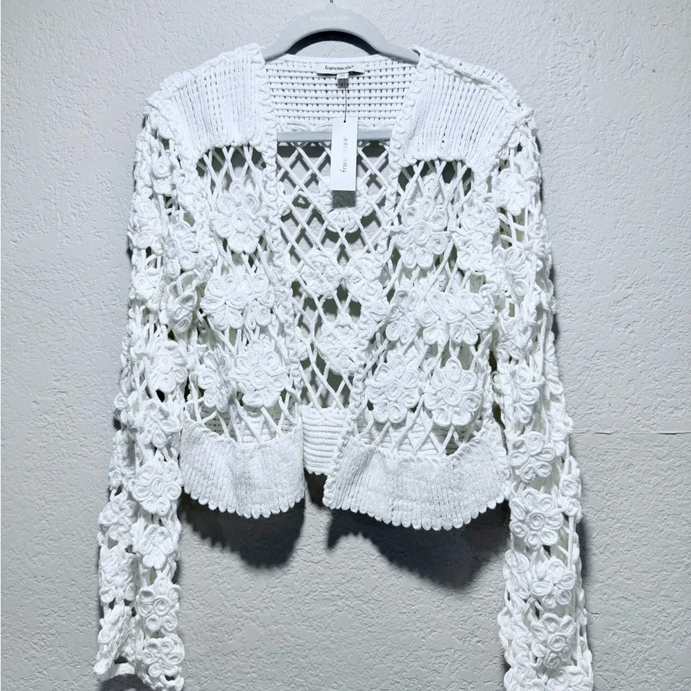 Francesca's Pam Floral Macrame Cardigan - Picture 4 of 12